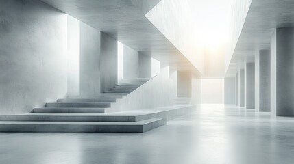 Obraz premium Minimalist geometric triangles abstract background with clean lines and soft light modern design