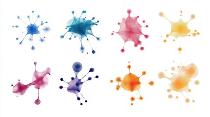 Naklejka premium Colorful Abstract Watercolor Blots for Creative Design Projects