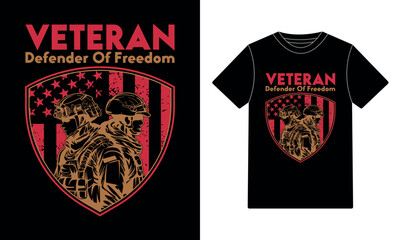 Fototapeta premium Veteran Defender of Freedom T-Shirt Design