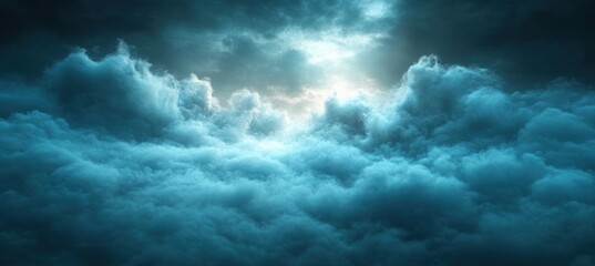 Obraz premium Foggy misty abstract smoke on black background with soft gradient blue tones cinematic noir style