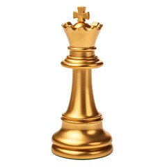 golden The king piece in the game of chess isolated on transparent white background, clipping path