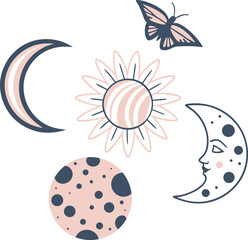 Celestial Clipart Collection for Mystical and Dreamy Designs. Watercolor Celestial Clipart with Moons Stars and Galaxies. Ethereal Celestial Clipart Pack for Digital Creatives. Pastel Celestial