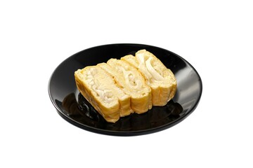 Pictures of bread and coconut slices served on dish plates,ready for eat.