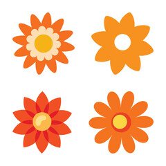 Orange tone simple flower clipart graphics set