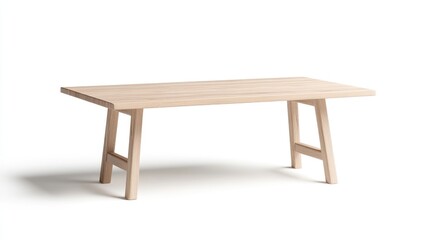 Wooden Dining Table Simple Minimalist Style Bright Studio Lighting Straight-on Full View Solid Oak Construction Modern Design White Background Neutral Warm Tones Ideal for Furniture Catalogs