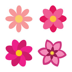 Pink flower illustrations clipart graphics set