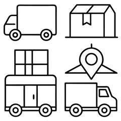 Delivery Truck Icons Set Logistics and Shipping Symbols