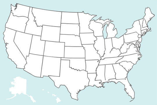 Blank U.S. Map Outline &ndash; Minimalist High-Resolution Illustration of All 50 States