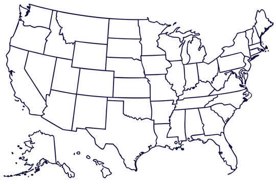 Blank U.S. Map Outline &ndash; Minimalist High-Resolution Illustration of All 50 States