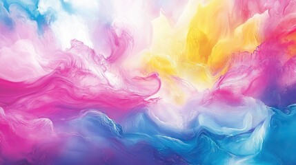 Fototapeta premium A vibrant abstract painting of swirling, colorful, liquid forms.