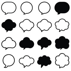 Collection of Speech Bubbles in Black and White