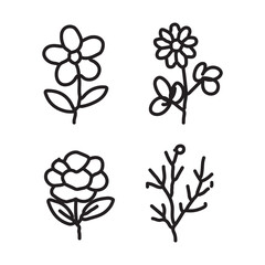 vector illustration of elements with Flowers symbols	
