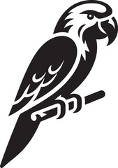 Silhouette vector of a parrot standing, perfect for tropical, exotic, wildlife, and nature-inspired design projects.