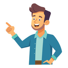 Happy man pointing into a blank copy space spot with two hands
