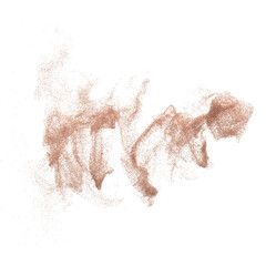 3D rendering of scattered sand granules or fine dirt on transparent background