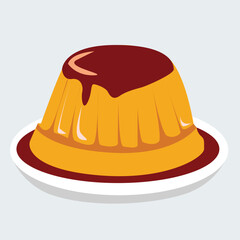 Caramel custard pudding vector isolated illustration
