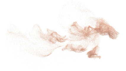 3D rendering of scattered sand granules or fine dirt on transparent background