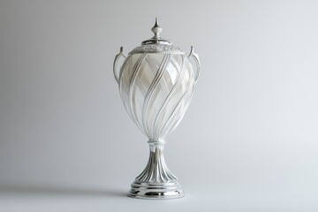 Elegant silver trophy with intricate design, signifying achievement and victory.