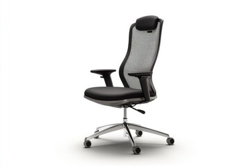 Modern ergonomic office chair with mesh back, adjustable arms, and chrome base for comfortable seating.