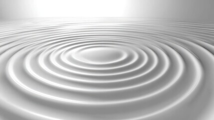 Fototapeta premium Minimalistic white background with concentric ripple waves 3D render smooth texture modern design elegant abstract circle surface