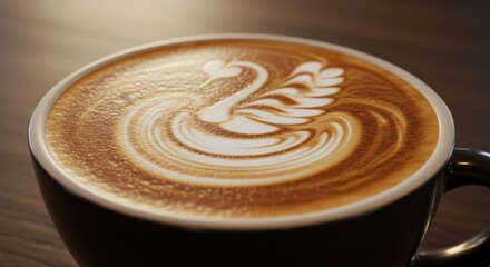 Closeup of a Latte with Swan Design