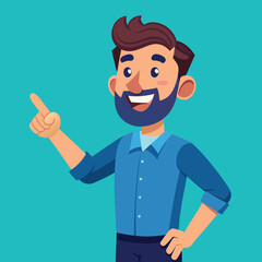 Happy man pointing into a blank copy space spot with two hands