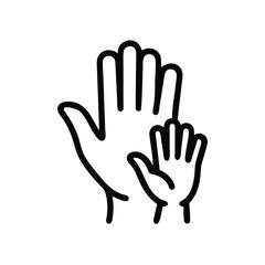 Obraz premium Outline of Adult and Child Hands, Family and Support Vector Illustration