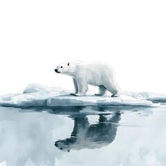 Solitary Polar Bear on Floating Ice Floe
