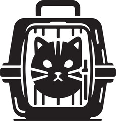 Silhouette vector of a pet carrier, ideal for pet, transportation, and animal care-themed designs, perfect for pet lovers and travel-related projects.