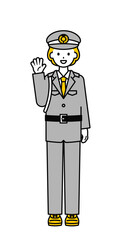全身のポーズ_シンプルな警備員の女性02