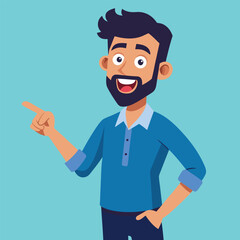 Happy man pointing into a blank copy space spot with two hands