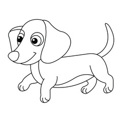 Dachshund Hand drawn coloring page for kids line 
art