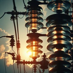 Electrical Insulators against the sky