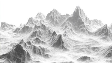 Monochrome mountain range, textured and abstract.