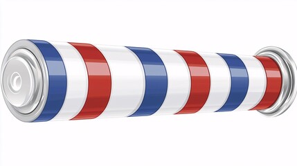 Obraz premium flat vector-style barber pole with perfect geometric stripes. No shading or dimension, just pure colors on white. Ideal for logos or digital designs needing clean lines. flat vector, barber 