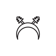 A simple line drawing of a headband with two stylized Christmas trees attached to the top. Festive and minimal.
