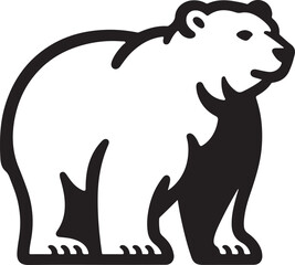 Silhouette vector of a polar bear, symbolizing wildlife, arctic regions, and cold environments, perfect for nature and conservation designs.