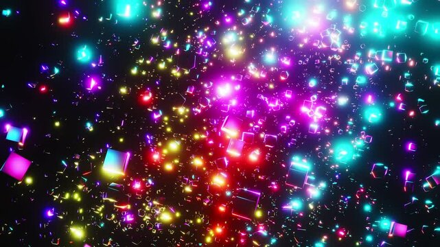 Group of colorful lights that are on wall. Infinitely looped animation