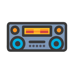 Retro Radio Stereo Audio System Icon Illustration Style
