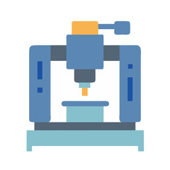 Stylized CNC milling machine isolated on a black background