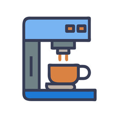 Blue Coffee Maker with Cup of Coffee Icon