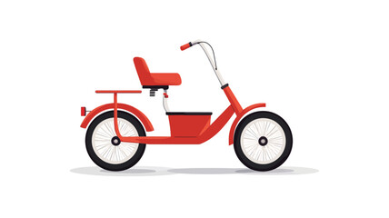 Fototapeta premium Vector illustration depicting a retro style red pedal bicycle in side profile isolated on a solid white background.