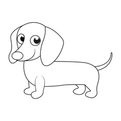 Dachshund Hand drawn coloring page for kids line 
art