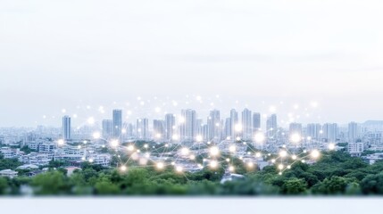 Obraz premium Urban cityscape interconnected by a network of glowing lights