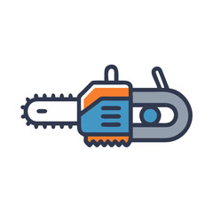 Vector Illustration of a Chainsaw with Orange Details
