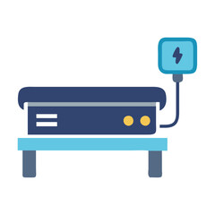 Stylized Server Illustration on Stand with Plug Icon