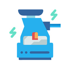 Blue kitchen appliance icon with energy sparks illustration