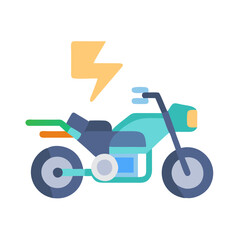 Modern electric motorcycle icon with lightning bolt symbol