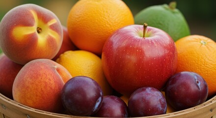 Colorful Assortment of Fresh Fruit in a Basket