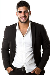 Close-up of a smiling business man, a handsome business tough guy